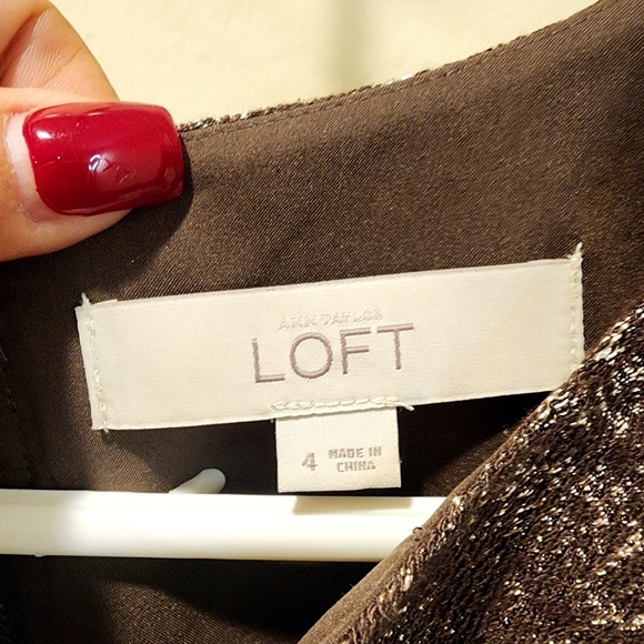 LOFT Metallic Brown Women's Sleeves Short Dress size 4 - Picture 5 of 12